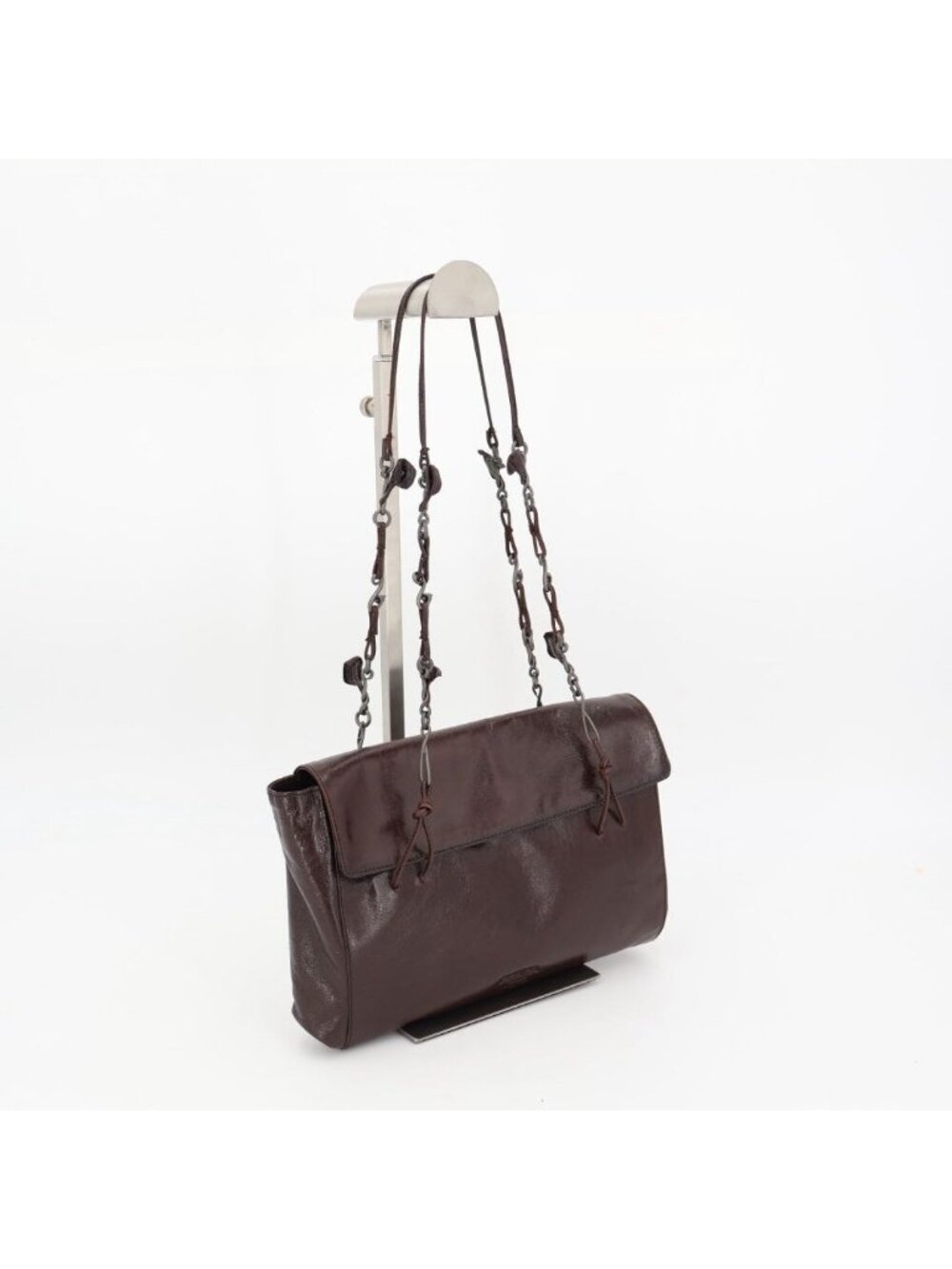 Prada Chain Shoulder Bag Leather Brown Vintage Flap